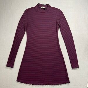 Nautical/Preppy Striped Mock Neck Long Sleeve Lettuce Hem‎ Dress Aeropostale